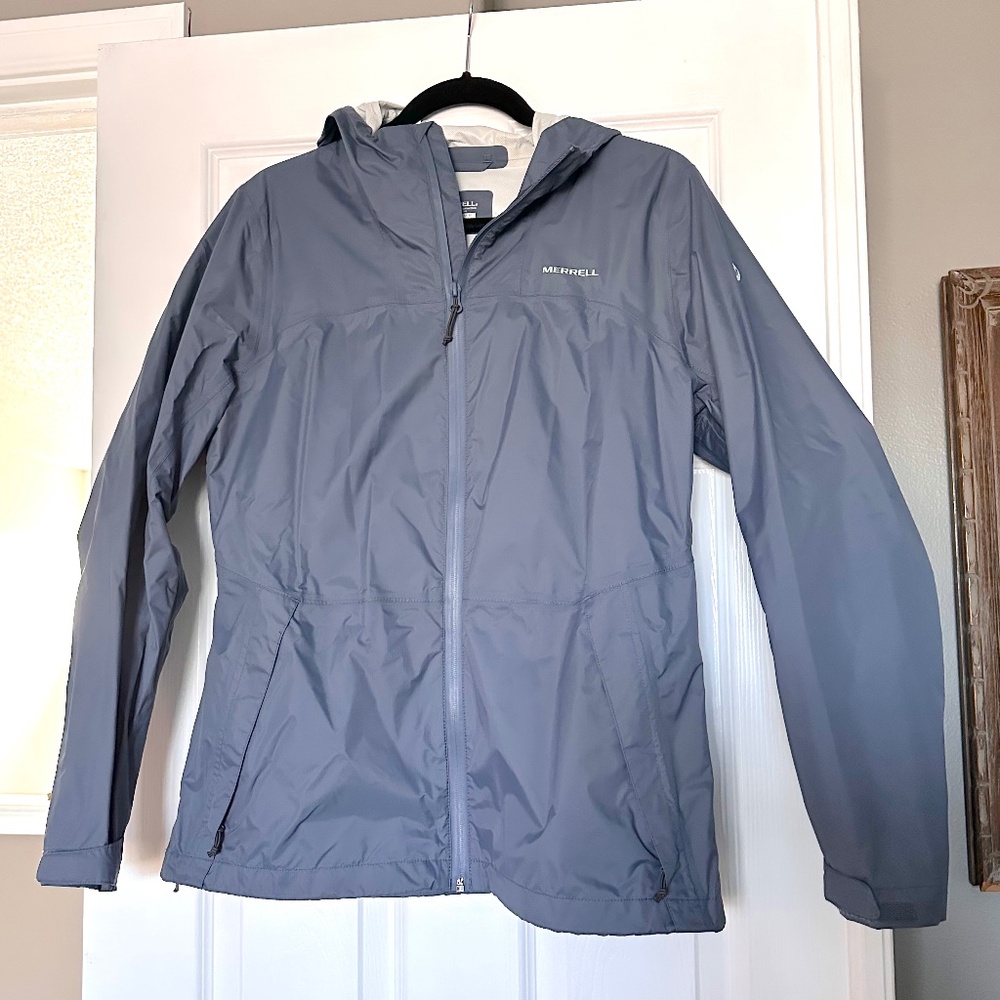Merrell Women’s Nylon Rain Shell Jacket, Light Blue, Size M
